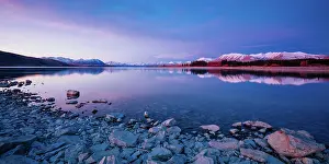 Cool: Majestic Lake Tekapo at sunset on a cool spring e