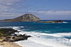 Aussicht: Makapuu Strand und Manana Vogelinseln, Oahu, Pazifik