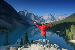 Jacket: Man at Moraine Lake in the Valley of the Ten Peaks
