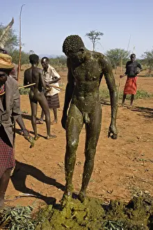 Excretion: Man during the Pokot Sapana Ceremony Kenya