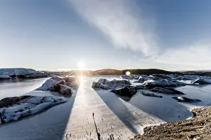 Glaciers: Man standing at Vatnajokull glacier