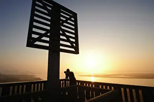 Watchtower: Man standing at watchtower and taking photos of Saltmarsh at