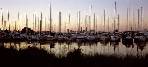 Perth: Marina on the Swan River at sunset. Perth, Western Australia