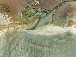 Sand Deposit: Marshes and streams at low tide in the Walvis Bay Lagoon