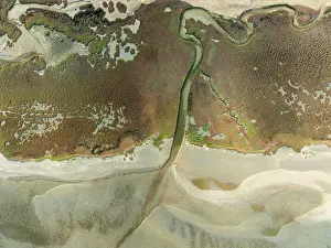 Sand Deposit: Marshes and streams at low tide in the Walvis Bay Lagoon
