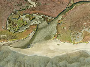 Sand Deposit: Marshes and streams at low tide in the Walvis Bay Lagoon