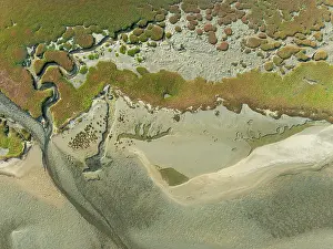 Sand Deposit: Marshes and streams at low tide in the Walvis Bay Lagoon
