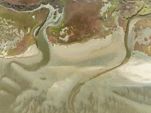 Sand Deposit: Marshes and streams at low tide in the Walvis Bay Lagoon