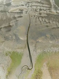 Sand Deposit: Marshes and streams at low tide in the Walvis Bay Lagoon
