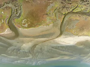 Sand Deposit: Marshes and streams at low tide in the Walvis Bay Lagoon