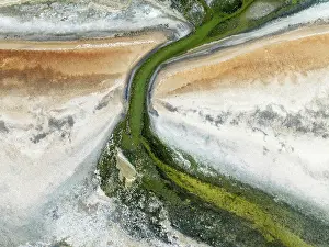 Tides: Marshes and streams at low tide in the Walvis Bay Lagoon