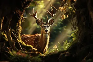 Generated: A mature roebuck with magnificent antlers, in a