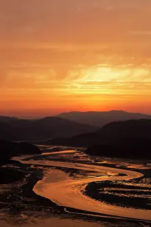 Estuaries: Mawddach Estuary - dawn colours above the estuary