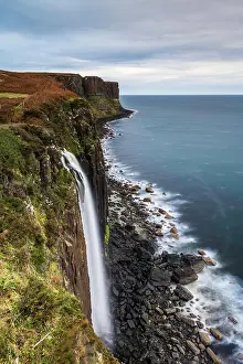 Skye: Mealt Falls waterfall and Kilt Rock, cliffs, Isl