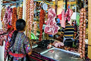 Guatemala: Meat stall, Solol Highland Market Centre, Solol
