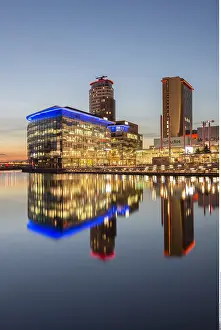Docks: MediaCityUK and the BBC Studios at Night, Salford