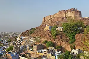 Jodhpur: Mehrangarh Fort on hill above modern day