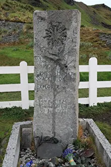 Whaling: Memorial of explorer Shackleton at Grytviken -