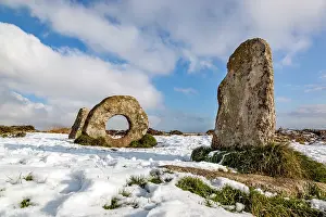 Cornish: Men An Tol - Snow - Cornwall - UK