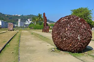 Takao: Metal art at the Takao Railway Museum by the