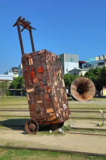 Takao: Metal art at the Takao Railway Museum by the