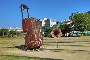 Takao: Metal art at the Takao Railway Museum by the