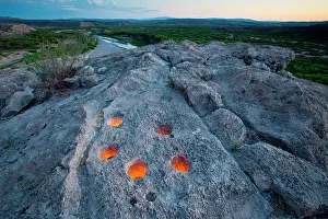 Chihuahuan: Metate holes in rock along the Rio Grande