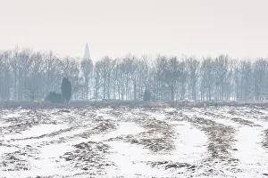 Beacon: Middle Age track roads in snow through heathland