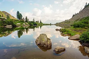 Pristine: Mirror lake at first light with the Hoher Dachstein