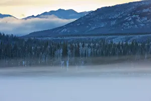 Yukon: A mist hangs over a frozen lake