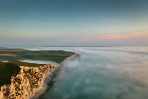 Heaths: Misty sea at Cap Blanc-nez in spring, Pas de Calais