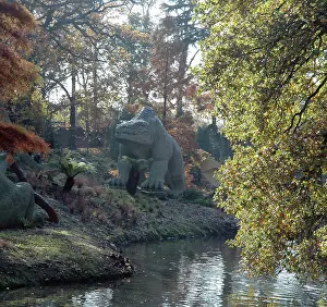 Model dinosaurs, Crystal Palace, London. World's
