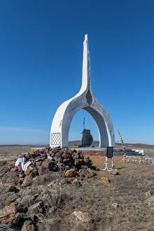 Memorial: Mongol monument in the steppe of eastern Kazakhs