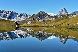 Grandes: Mont Blanc and Grand Jorass reflected in Lac de
