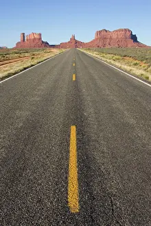 Buttes: Monument Valley's long straight road (US 163) leading