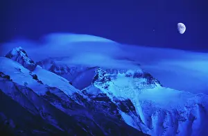 Tibet: Moon over Mt. Everest, Tibet, China