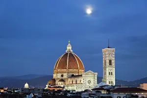 Moonrise: Moonrise and Florence Cathedral, Basilica