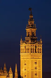 Seville: The Moorish Giralda (1184-96) - illuminated at dusk