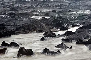 Sedimentation: moraine of a glacier, Iceland, Skaftafell
