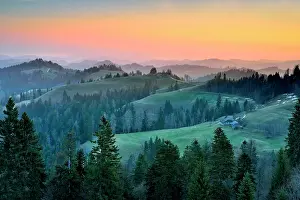 Lucerne: Morning atmosphere over hilly landscape, Ahornalp