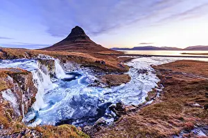 Pyramid: Morning atmosphere at Kirkjufell with waterfall