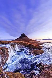 Pyramid: Morning atmosphere at Kirkjufell with waterfall