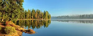 Harz: Morning atmosphere at the Oder pond, on the shore
