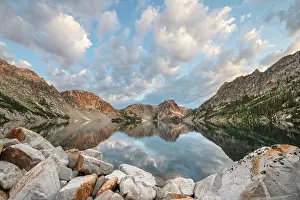 Mirrored: Morning clouds mirrored in still waters of Sawtooth
