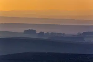 Haltwhistle: Morning fog - morning mist over scenery with rolling