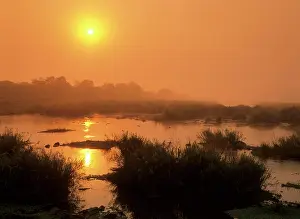 Sabie: Morning mist - sunrise over Sabie river with morning