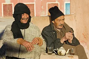 Berbers: Morocco - Two Berber in Tafraoute enjoy their mint