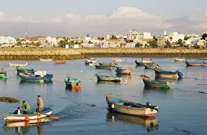 Tangier: Morocco - Fishing boats in the harbour of the seaside