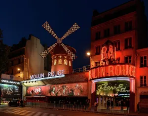 Rouge: Moulin Rouge at night, Pigalle, Montmartre, Paris