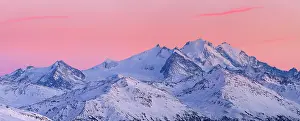 Canton: Mount Dom in the last light, red sky, Valais, Switzerland